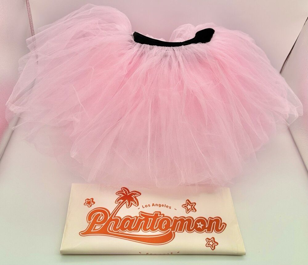 Phantomon Pink Tutu Skirt Elastic 5 Layered Tulle Ultra Fluffy Costume- One Size